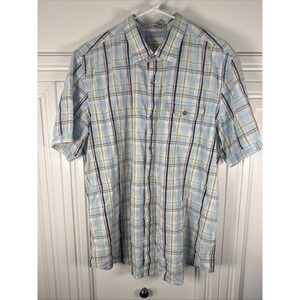 Tommy Bahama Shirt Mens Large Blue‎ Plaid Short Sleeve Button Up Casual Preppy